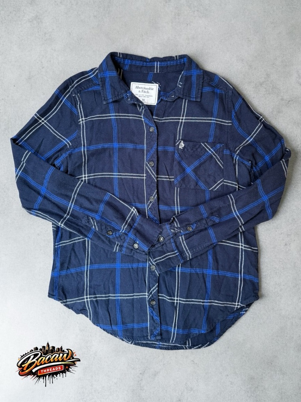 Abercrombie & Fitch Women’s Blue Plaid Button-Down Flannel Shirt